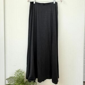 EILEEN FISHER Silk Cotton Blend Maxi Skirt Charcoal Gray Minimalist Small